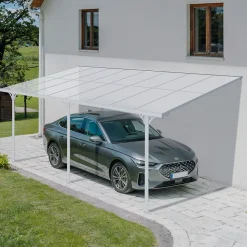 Pergola/Carport adossé 15m² KLEO 5x3m aluminium blanc