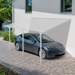 Pergola/Carport adossé 12m² KLEO 4x3m aluminium blanc