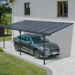 Pergola/Carport adossé 15m² KLEO 5x3m aluminium gris