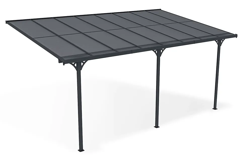 Pergola/Carport adossé 15m² KLEO 5x3m aluminium gris