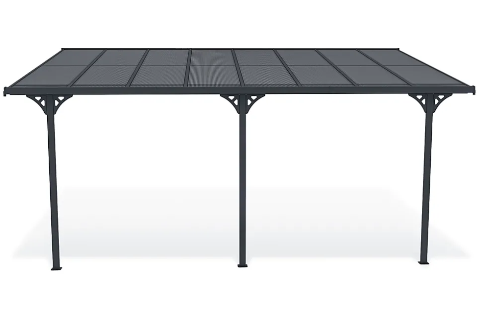 Pergola/Carport adossé 15m² KLEO 5x3m aluminium gris