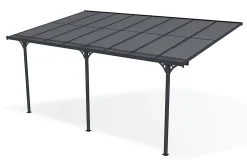 Pergola/Carport adossé 15m² KLEO 5x3m aluminium gris