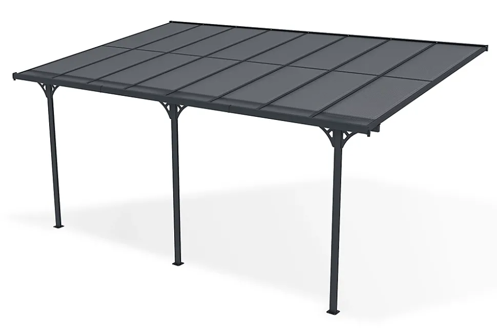 Pergola/Carport adossé 15m² KLEO 5x3m aluminium gris