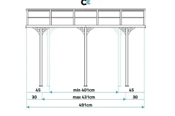 Pergola/Carport adossé 15m² KLEO 5x3m aluminium gris