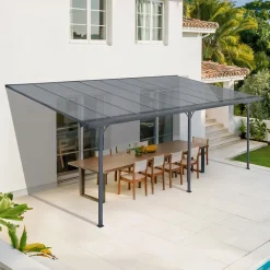 Pergola/Carport adossé 16,5m² KLEO 5,5x3m aluminium gris