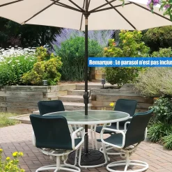 Pied de Parasol de Jardin 38 48mm Support de Parasol Étanche 54cm en Résine & Tube en Métal Base de Parasol Lestée de 18KG