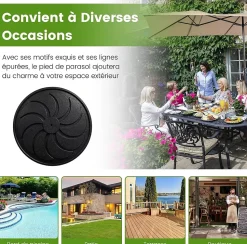 Pied de Parasol de Jardin 38 48mm Support de Parasol Étanche 54cm en Résine & Tube en Métal Base de Parasol Lestée de 18KG