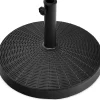 Pied de Parasol de Jardin Exterieur 38/48 mm Support de Parasol en Résine Antique avec Tube en Métal Bouton Rotatif Manuel Noir