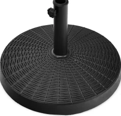 Pied de Parasol de Jardin Exterieur 38/48 mm Support de Parasol en Résine Antique avec Tube en Métal Bouton Rotatif Manuel Noir
