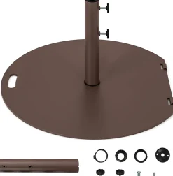Pied de Parasol en Métal 23 kg, Base Rond de Parasol avec 2 Boutons de Serrage et 2 Roues