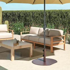 Pied de Parasol en Métal 23 kg, Base Rond de Parasol avec 2 Boutons de Serrage et 2 Roues
