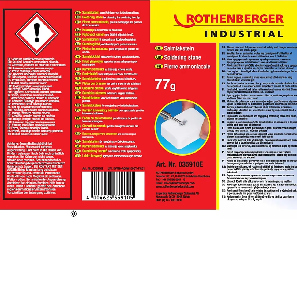 Pierre de nettoyage ammoniacale Rothenberger