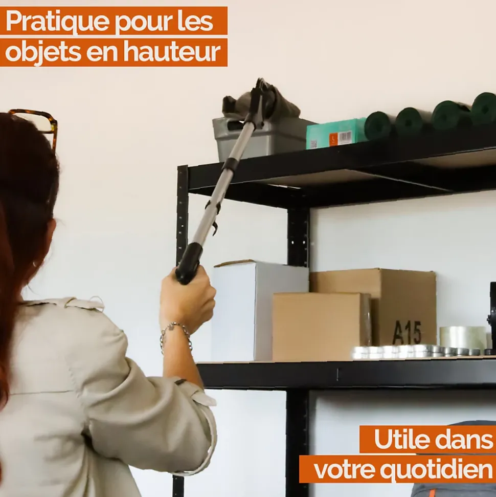 Pince à déchets, ramasse objets, avec embouts magnétiques - Pliable - Noir - Linxor