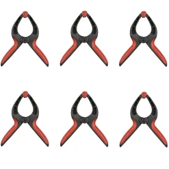 Pince à ressort de maintien vendue par 6 en plastique ouvertures 2 x 45 mm, 2 x 75 mm et 2 x 100 mm