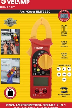 Pince ampèremétrique 7 fonctions. Ecran rétroéclairé