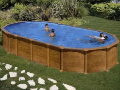 Piscine acier aspect bois Amazonia ovale 7,44 x 3,99 x 1,32 m - Gré