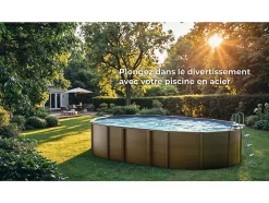 Piscine acier aspect bois Amazonia ovale 7,44 x 3,99 x 1,32 m - Gré