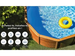 Piscine acier aspect bois Amazonia ovale 7,44 x 3,99 x 1,32 m - Gré