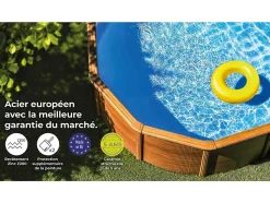 Piscine acier aspect bois Amazonia ovale 7,44 x 3,99 x 1,32 m - Gré