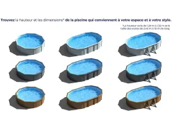 Piscine acier aspect bois Amazonia ovale 7,44 x 3,99 x 1,32 m - Gré