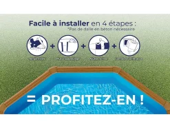 Piscine acier aspect bois Amazonia ovale 7,44 x 3,99 x 1,32 m - Gré