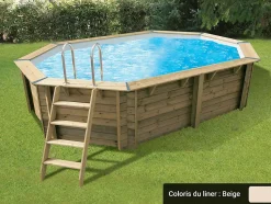 Piscine bois Océa 5,50 x 3,55 x 1,20 m - Liner beige - Ubbink