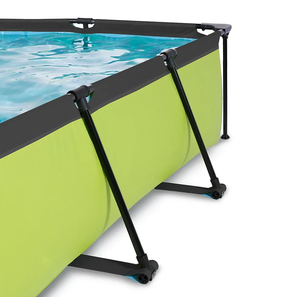 Piscine EXIT Lime 220x150x65cm avec pompe filtrante et voile d'ombrage vert