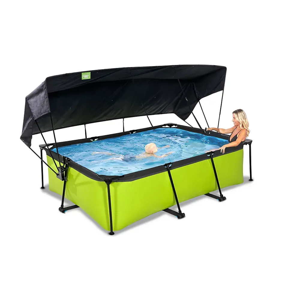 Piscine EXIT Lime 220x150x65cm avec pompe filtrante et voile d'ombrage vert