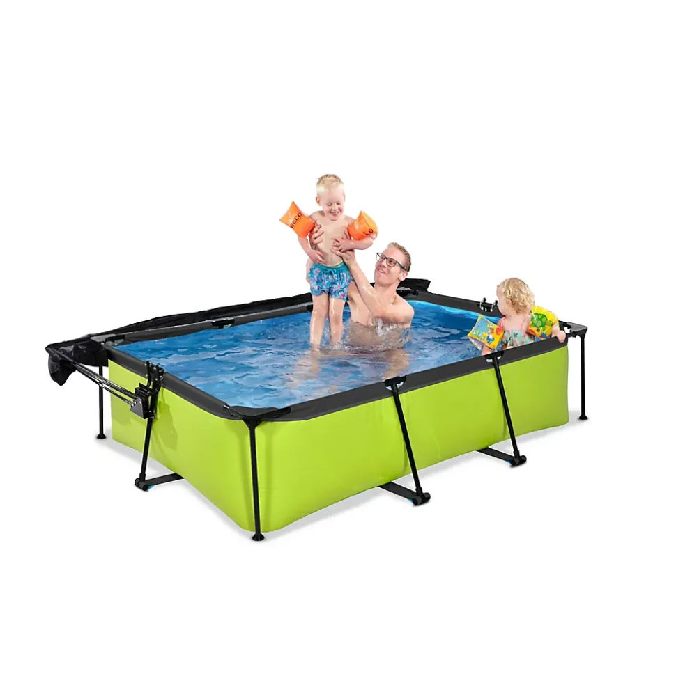 Piscine EXIT Lime 220x150x65cm avec pompe filtrante et voile d'ombrage vert