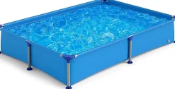 Piscine Hors Sol 2,28 x 1,59 x 0,42 M, avec Cadre en Métal, Parois PVC Résistant, Facile à Assembler pour 3 Ans +