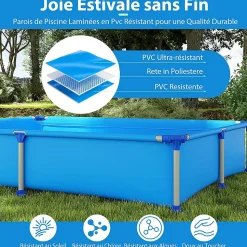 Piscine Hors Sol 2,28 x 1,59 x 0,42 M, avec Cadre en Métal, Parois PVC Résistant, Facile à Assembler pour 3 Ans +