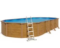 Piscine hors sol acier ovale 9,15 x 4,55 x 1,20 m aspect bois CANYON