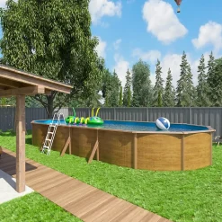 Piscine hors sol acier ovale 9,15 x 4,55 x 1,20 m aspect bois CANYON