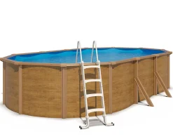 Piscine hors sol acier ovale 6,10 x 3,65 x 1,20 m aspect bois CANYON