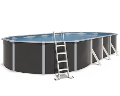 Piscine hors sol acier ovale 9,15 x 4,55 x 1,32 m anthracite VARUNA