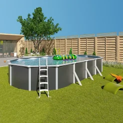 Piscine hors sol acier ovale 9,15 x 4,55 x 1,32 m anthracite VARUNA