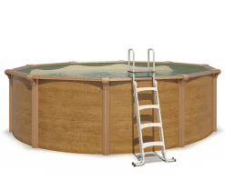 Piscine hors sol acier ronde Diamètre 4,55 x 1,32 m aspect bois OSMOSE