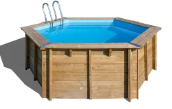 Piscine hors sol bois Vanille 2 Gré ronde ∅4 x H.1,19 m