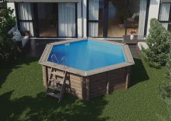 Piscine hors sol bois Vanille 2 Gré ronde ∅4 x H.1,19 m