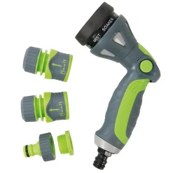 Pistolet d'Arrosage et Raccords Rapides - Lot de 5 Pièces - Arrosage Pratique et Efficace - Silverline