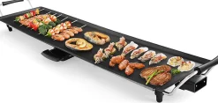 Plancha Electrique XXL avec Plaque Antiadhesive et Thermostat Ajustable Grille de Table Antiderapante et Lavable