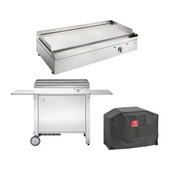 Plancha électrique en inox Chef 80 cm Avec chariot fermé + housse