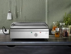 Plancha électrique en inox Chef 55 cm Avec chariot fermé + couvercle + housse