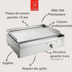 Plancha électrique en inox Chef 80 cm Sans accessoires