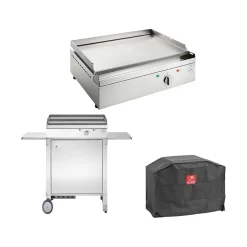Plancha électrique en inox Chef 55 cm Avec chariot fermé + housse