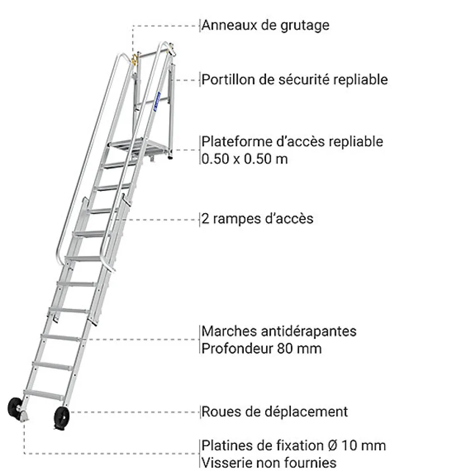 Plateforme d'accès 8 à 15 marches - Hauteur d'accès de 1.80 à 2.90m - 2451208