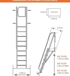 Plateforme de 9 à 13 marches - Accès dalle de 2.05m à 3.00m - 18.031