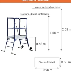 Plateforme pour escalier 3 marches - Hauteur travail max 2.52 à 3.48m - HELIS