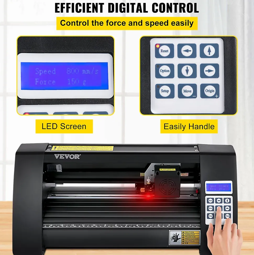 Plotter découpe vinyle 375 mm traceur, logiciel Signmaster, Windows, 3 lames, écran LCD.