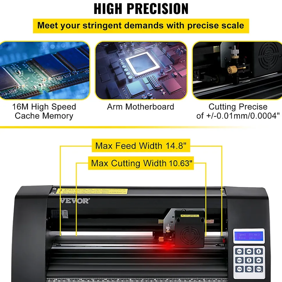 Plotter découpe vinyle 375 mm traceur, logiciel Signmaster, Windows, 3 lames, écran LCD.